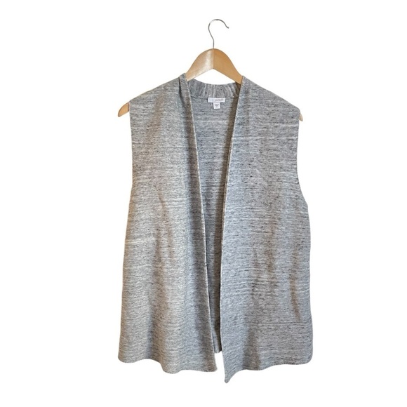 J. Jill PureJill Sleeveless Open Front Cardigan Sweater M Heather Grey - Picture 1 of 8